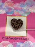 Cheetah Print Heart Straw Topper