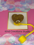 Glittery Heart Straw Topper